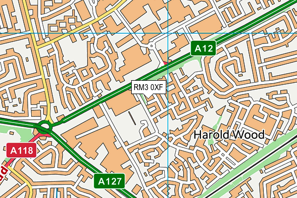 RM3 0XF map - OS VectorMap District (Ordnance Survey)