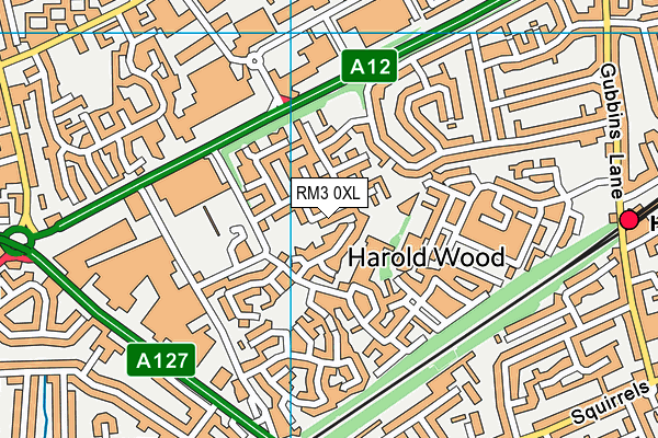 RM3 0XL map - OS VectorMap District (Ordnance Survey)