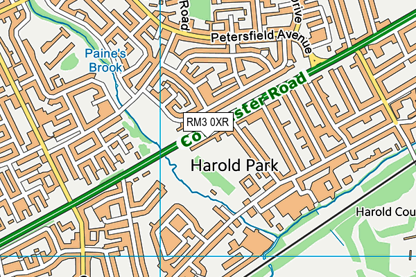 RM3 0XR map - OS VectorMap District (Ordnance Survey)