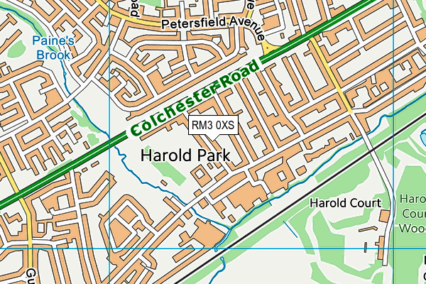 RM3 0XS map - OS VectorMap District (Ordnance Survey)