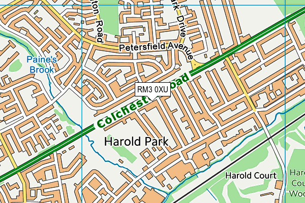 RM3 0XU map - OS VectorMap District (Ordnance Survey)