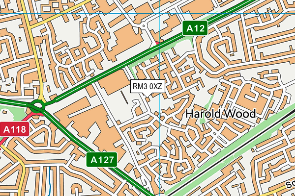 RM3 0XZ map - OS VectorMap District (Ordnance Survey)