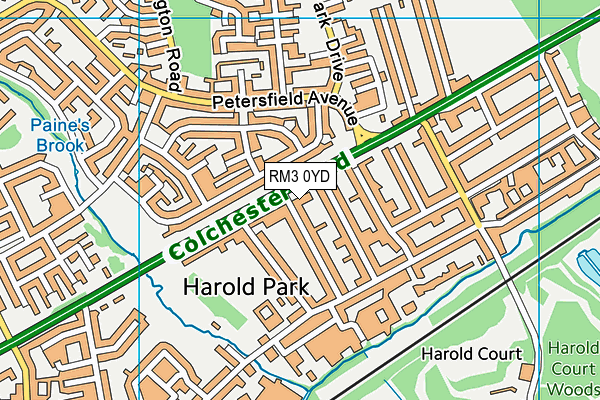 RM3 0YD map - OS VectorMap District (Ordnance Survey)