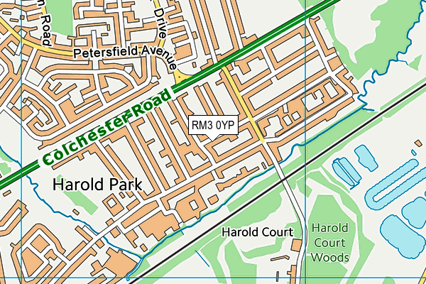 RM3 0YP map - OS VectorMap District (Ordnance Survey)