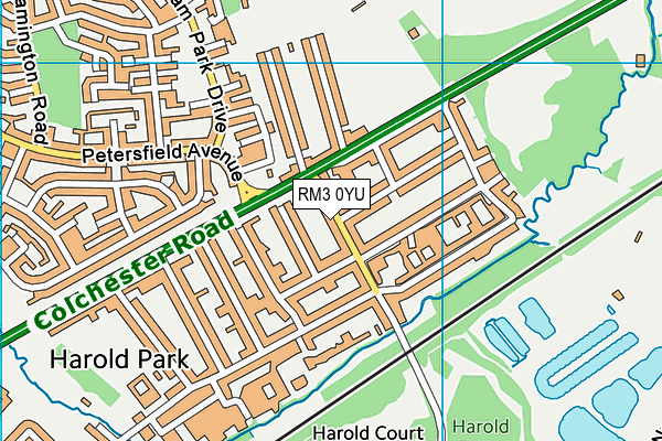 RM3 0YU map - OS VectorMap District (Ordnance Survey)