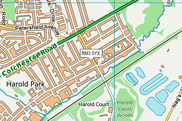 RM3 0YX map - OS VectorMap District (Ordnance Survey)