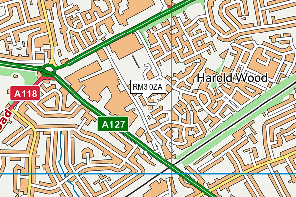 RM3 0ZA map - OS VectorMap District (Ordnance Survey)