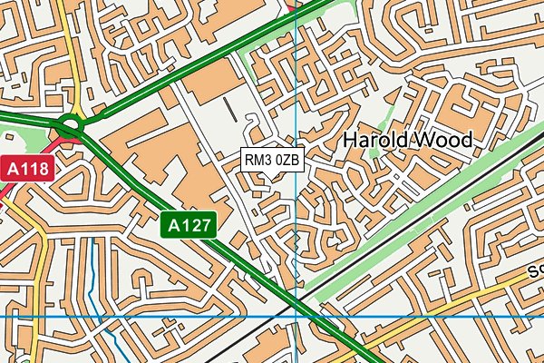 RM3 0ZB map - OS VectorMap District (Ordnance Survey)