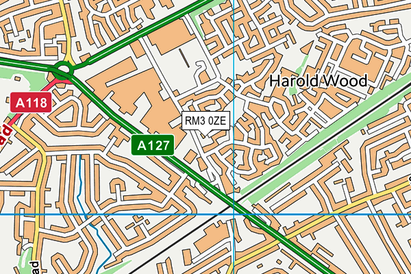 RM3 0ZE map - OS VectorMap District (Ordnance Survey)