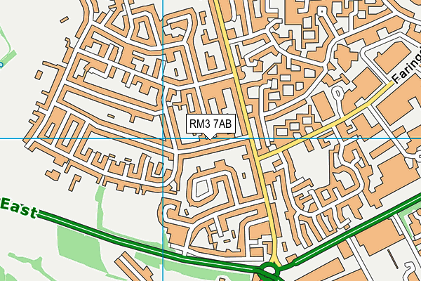 RM3 7AB map - OS VectorMap District (Ordnance Survey)