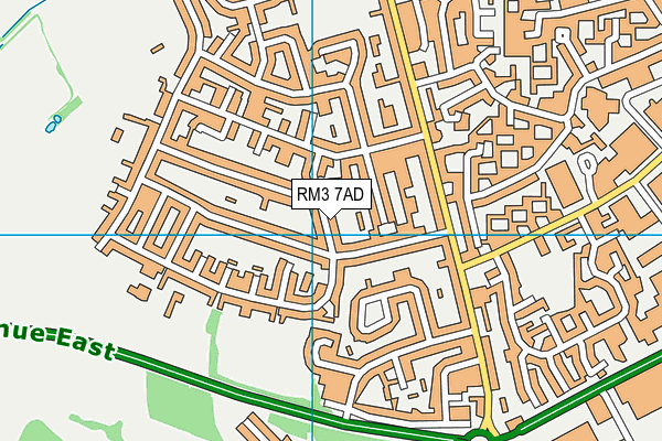 RM3 7AD map - OS VectorMap District (Ordnance Survey)