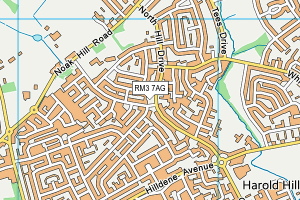 RM3 7AG map - OS VectorMap District (Ordnance Survey)