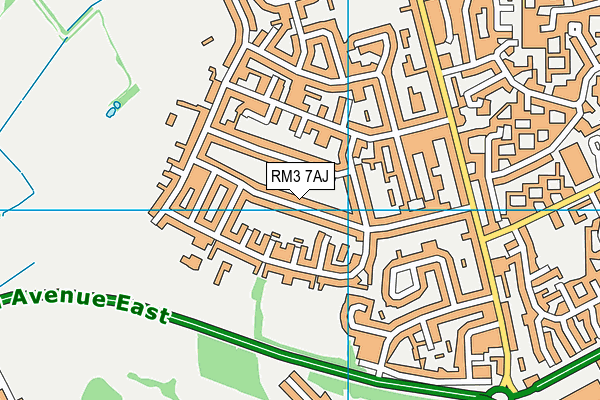RM3 7AJ map - OS VectorMap District (Ordnance Survey)