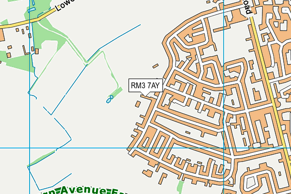 RM3 7AY map - OS VectorMap District (Ordnance Survey)