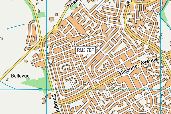 RM3 7BF map - OS VectorMap District (Ordnance Survey)