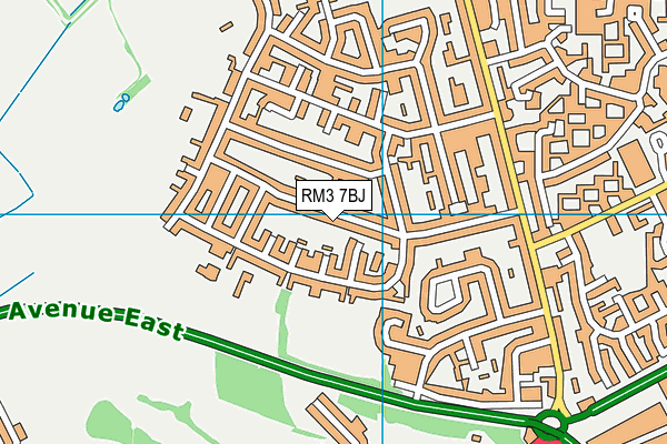 RM3 7BJ map - OS VectorMap District (Ordnance Survey)