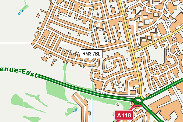 RM3 7BL map - OS VectorMap District (Ordnance Survey)