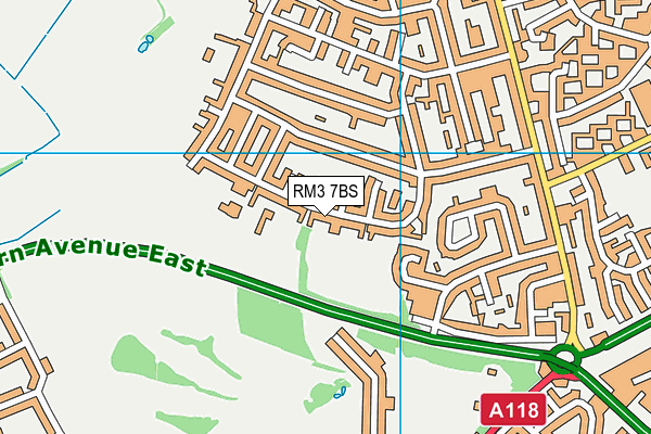 RM3 7BS map - OS VectorMap District (Ordnance Survey)