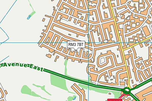 RM3 7BT map - OS VectorMap District (Ordnance Survey)