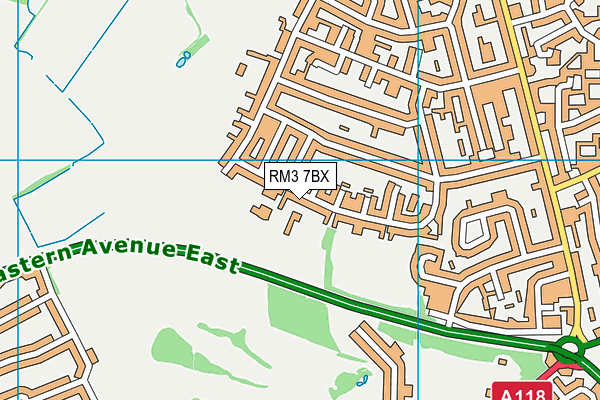 RM3 7BX map - OS VectorMap District (Ordnance Survey)