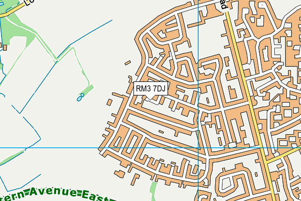 RM3 7DJ map - OS VectorMap District (Ordnance Survey)