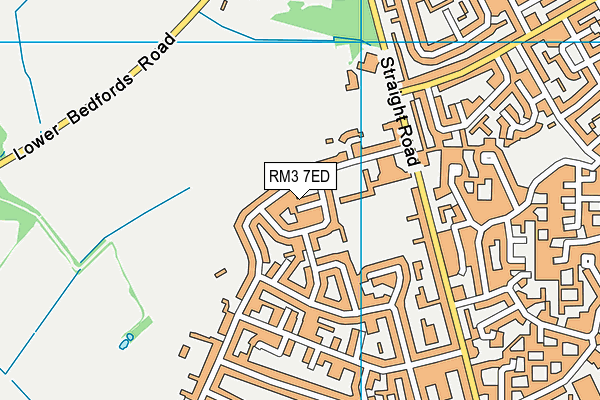 RM3 7ED map - OS VectorMap District (Ordnance Survey)