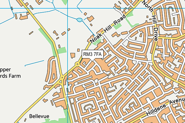 RM3 7FA map - OS VectorMap District (Ordnance Survey)