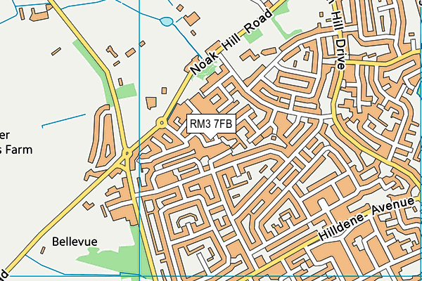 RM3 7FB map - OS VectorMap District (Ordnance Survey)