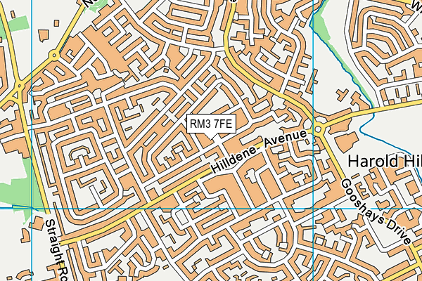 RM3 7FE map - OS VectorMap District (Ordnance Survey)