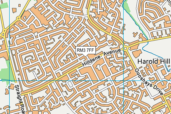 RM3 7FF map - OS VectorMap District (Ordnance Survey)