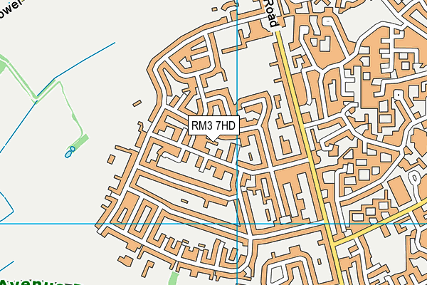 RM3 7HD map - OS VectorMap District (Ordnance Survey)