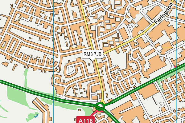 RM3 7JB map - OS VectorMap District (Ordnance Survey)