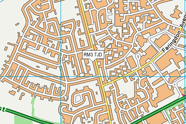 RM3 7JD map - OS VectorMap District (Ordnance Survey)