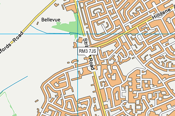 RM3 7JS map - OS VectorMap District (Ordnance Survey)