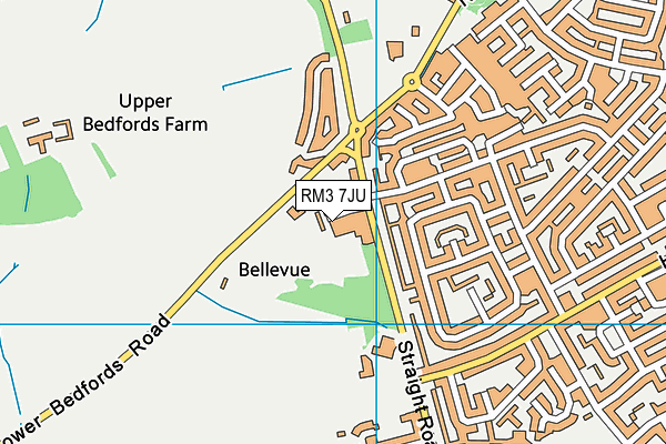 RM3 7JU map - OS VectorMap District (Ordnance Survey)