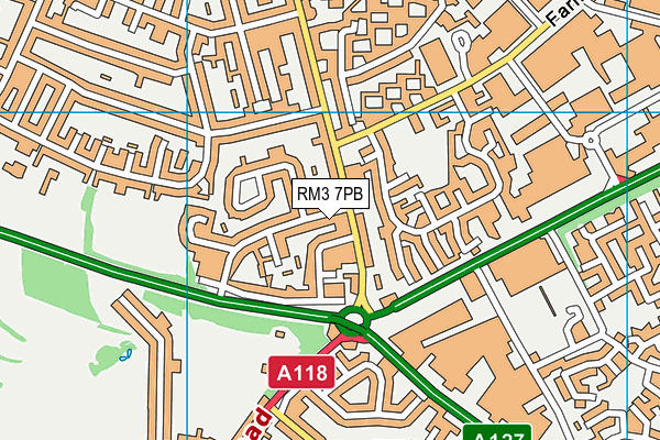 RM3 7PB map - OS VectorMap District (Ordnance Survey)