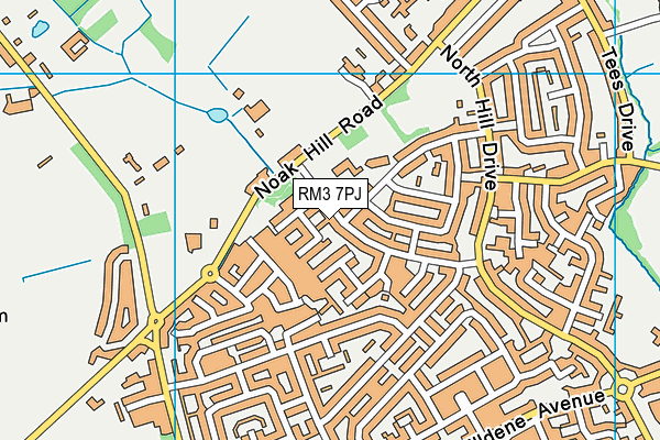 RM3 7PJ map - OS VectorMap District (Ordnance Survey)