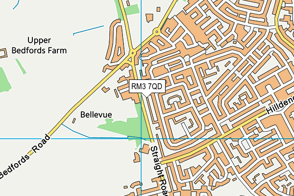 RM3 7QD map - OS VectorMap District (Ordnance Survey)