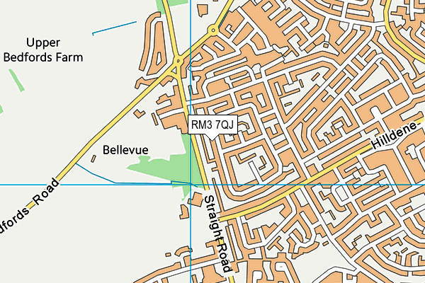 RM3 7QJ map - OS VectorMap District (Ordnance Survey)