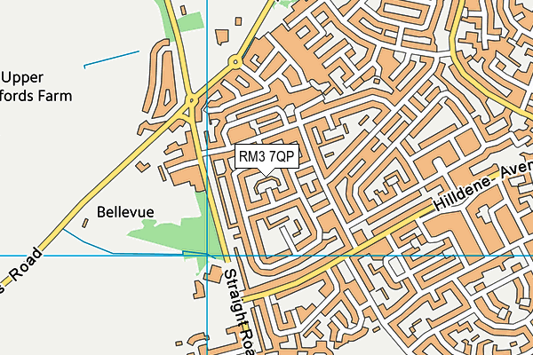 RM3 7QP map - OS VectorMap District (Ordnance Survey)