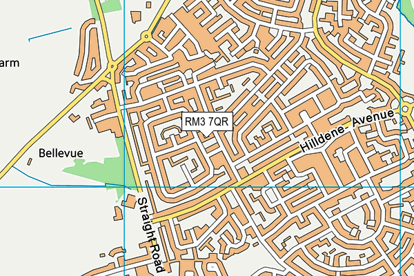 RM3 7QR map - OS VectorMap District (Ordnance Survey)