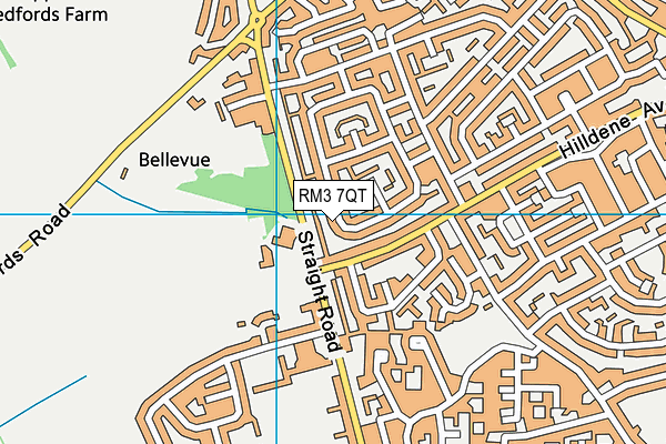 RM3 7QT map - OS VectorMap District (Ordnance Survey)