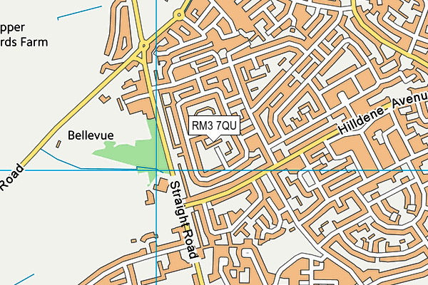 RM3 7QU map - OS VectorMap District (Ordnance Survey)