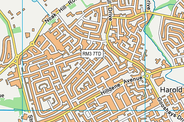 RM3 7TD map - OS VectorMap District (Ordnance Survey)