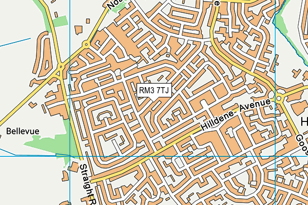 RM3 7TJ map - OS VectorMap District (Ordnance Survey)