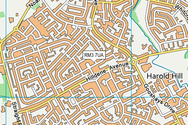 RM3 7UA map - OS VectorMap District (Ordnance Survey)