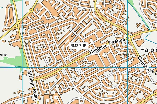 RM3 7UB map - OS VectorMap District (Ordnance Survey)