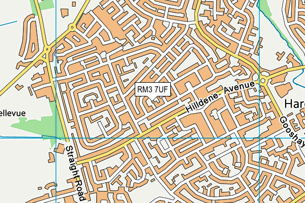 RM3 7UF map - OS VectorMap District (Ordnance Survey)
