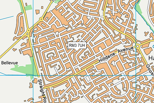 RM3 7UH map - OS VectorMap District (Ordnance Survey)