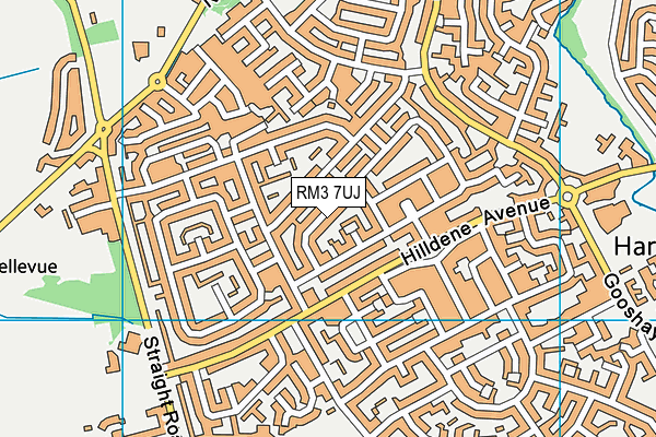 RM3 7UJ map - OS VectorMap District (Ordnance Survey)